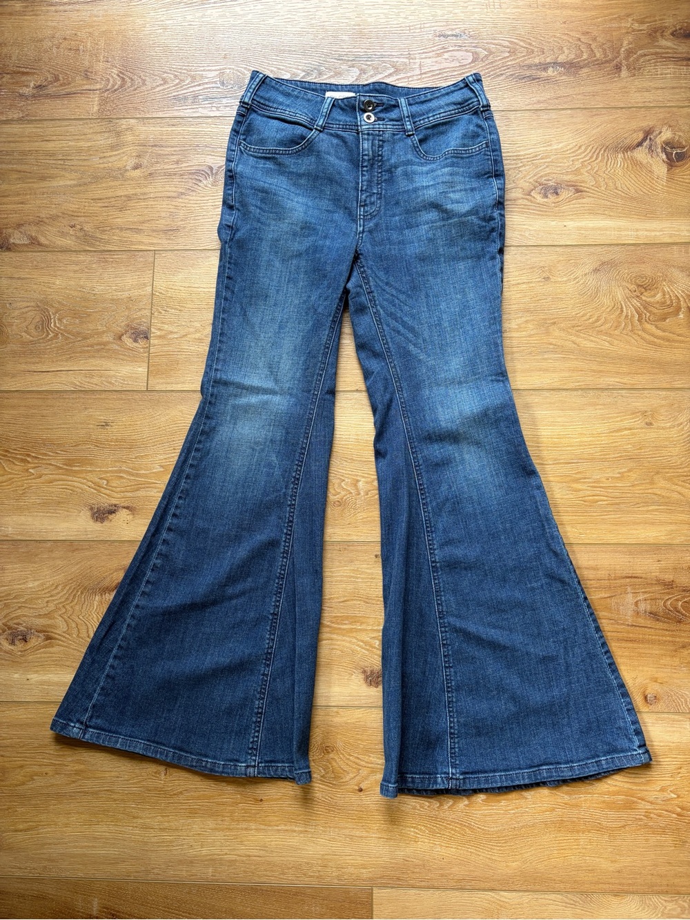 Pilcro Dark Blue High-Rise Flare Jeans